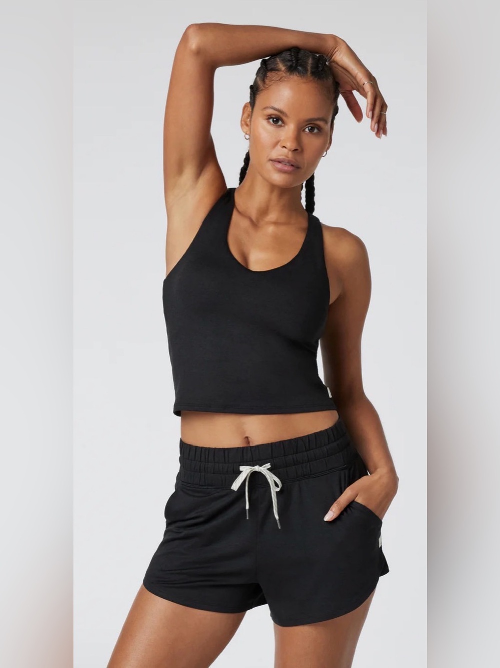 Vuori Performance Crop Tank in Black Heather, Large, EUC!